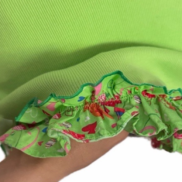 EUC Vintage VS Pout Lime Green Ribbed Fabric Nightgown dress Lollipop print trim - Picture 3 of 6